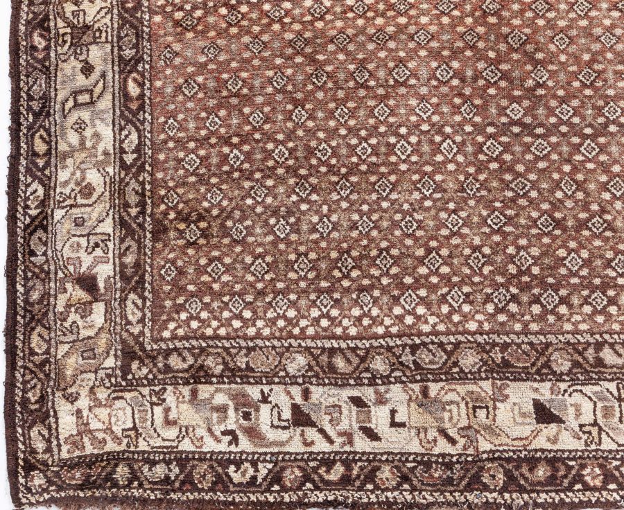 Antique Persian Malayer Chocolate Brown, Sandy Beige Hand Knotted Wool Rug BB6417