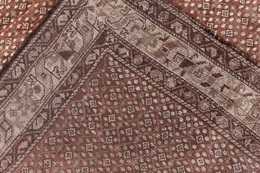 Antique Persian Malayer Chocolate Brown, Sandy Beige Hand Knotted Wool Rug BB6417