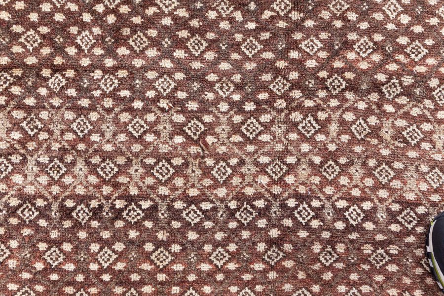 Antique Persian Malayer Chocolate Brown, Sandy Beige Hand Knotted Wool Rug BB6417
