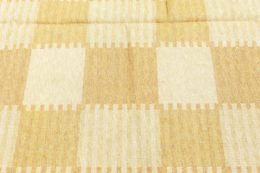 Mid-20th Century Double Sided Mustard Yellow Swedish Flat-Weave Wool Rug BB6426