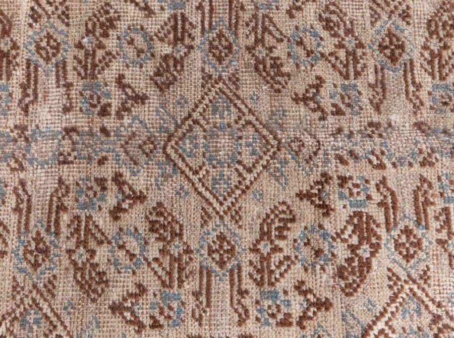 Midcentury Samarkand Handwoven Wool Rug in Chocolate Brown and Beige BB6429