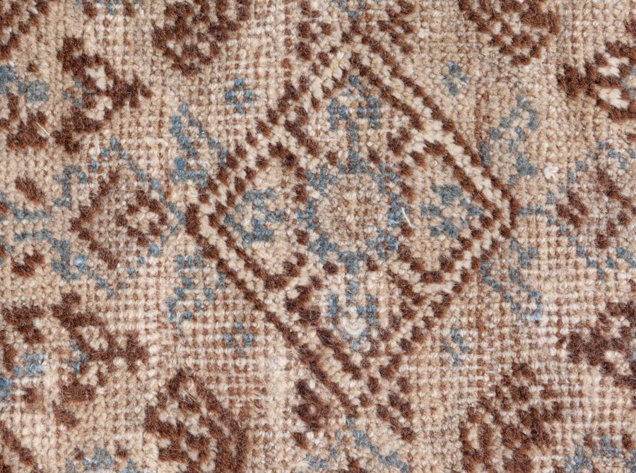 Midcentury Samarkand Handwoven Wool Rug in Chocolate Brown and Beige BB6429
