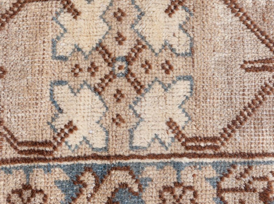 Midcentury Samarkand Handwoven Wool Rug in Chocolate Brown and Beige BB6429