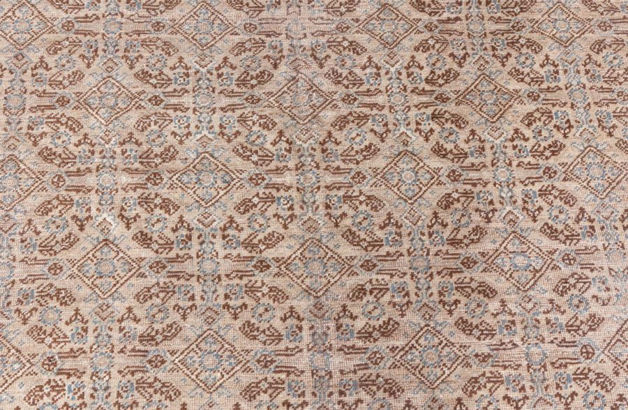 Midcentury Samarkand Handwoven Wool Rug in Chocolate Brown and Beige BB6429