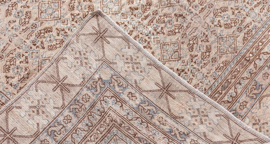 Midcentury Samarkand Handwoven Wool Rug in Chocolate Brown and Beige BB6429
