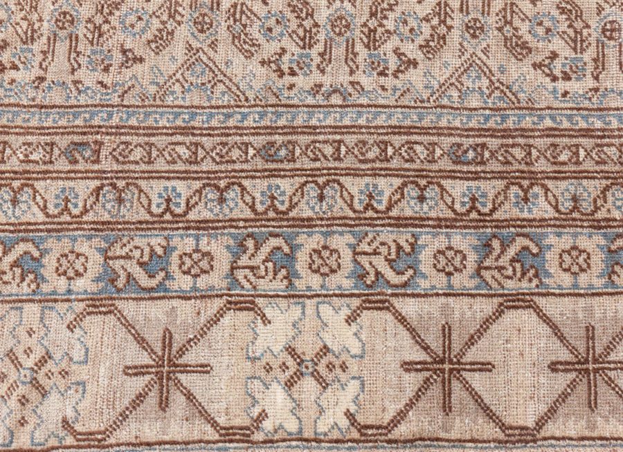 Midcentury Samarkand Handwoven Wool Rug in Chocolate Brown and Beige BB6429