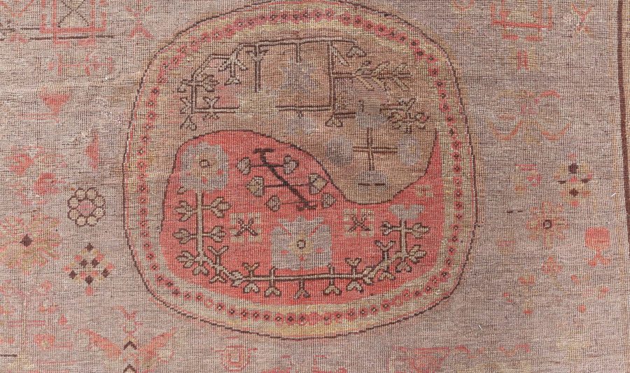 High-quality Samarkand Brown Handwoven Wool Rug BB8477