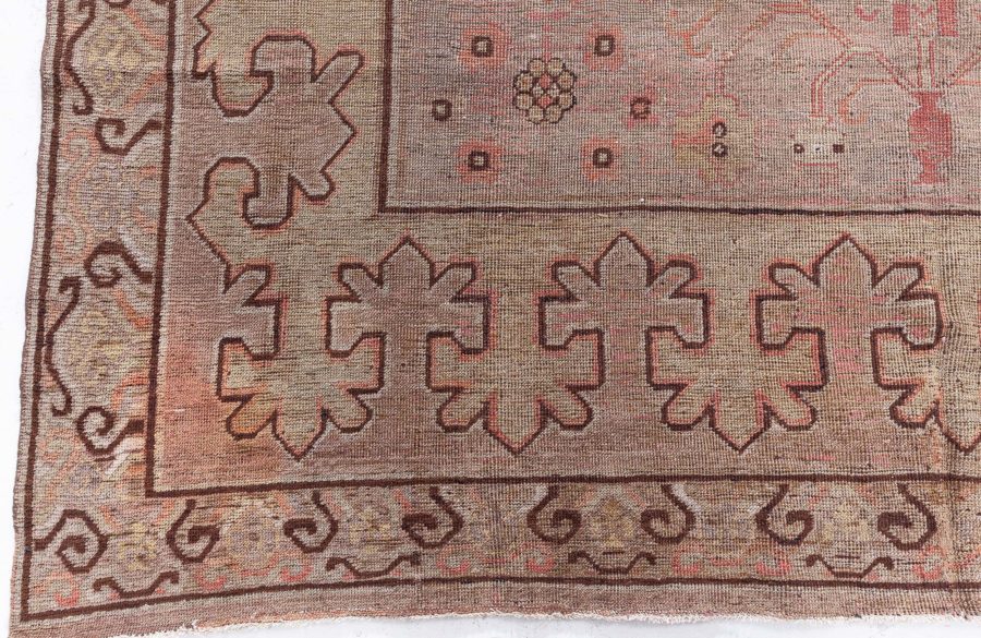 High-quality Samarkand Brown Handwoven Wool Rug BB8477