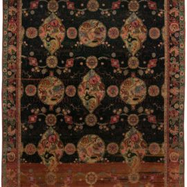Indian Antique Floral Allover Green Hand-Knotted Wool Rug – Circa 1910 BB6435