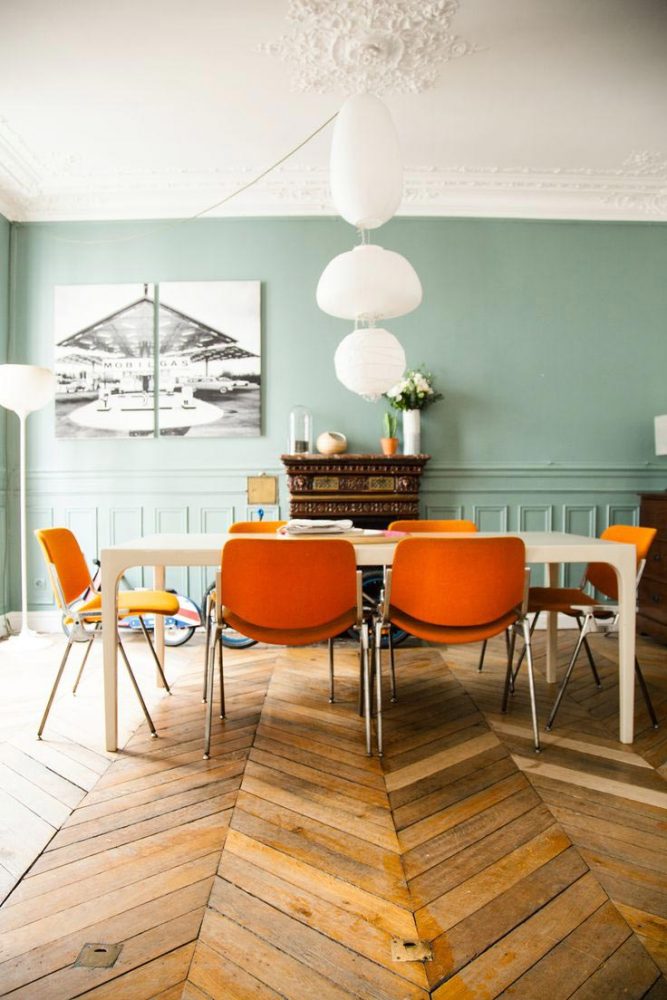 modern Scandinavian dining room orange