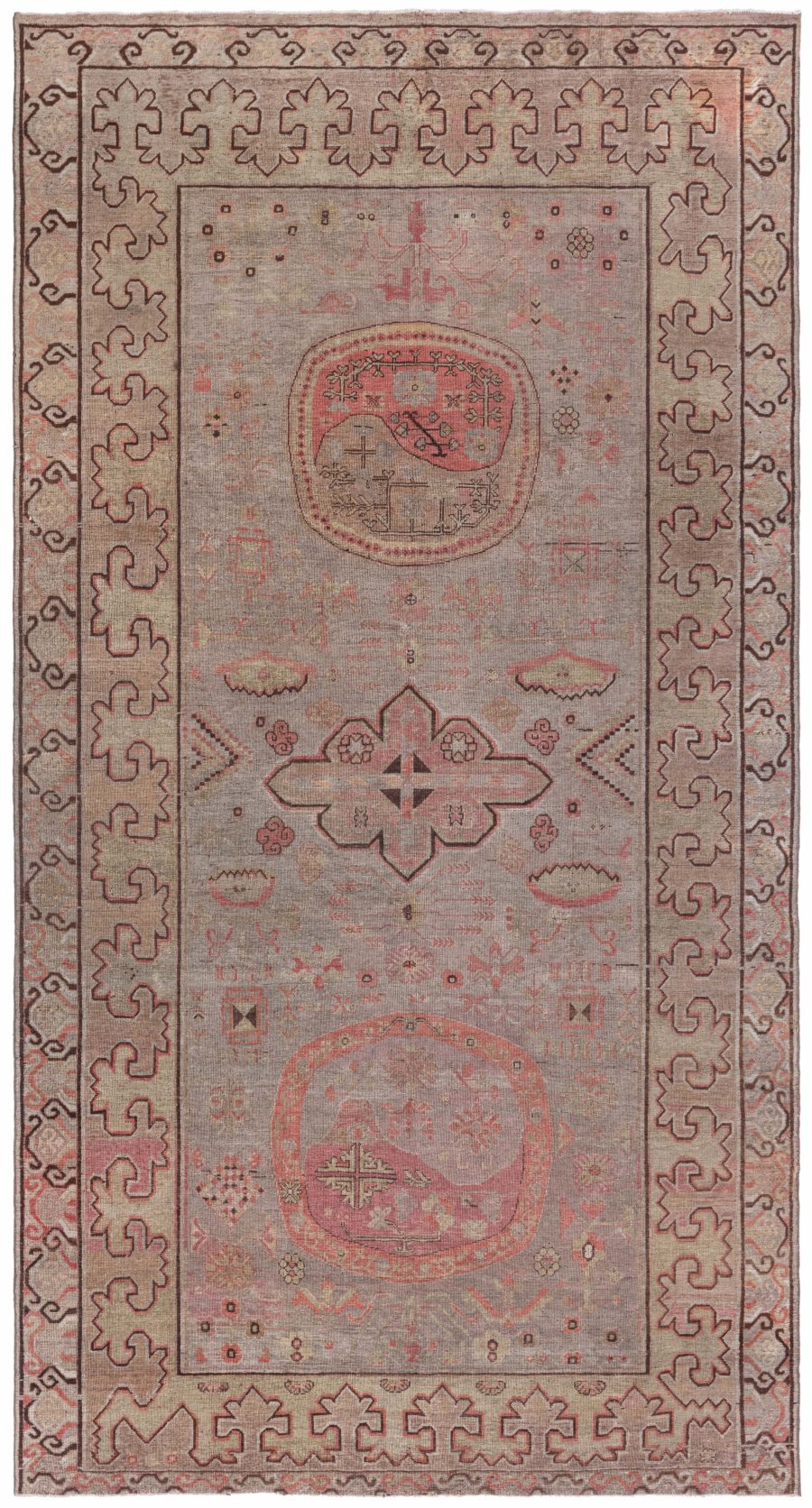 High-quality Samarkand Brown Handwoven Wool Rug BB8477