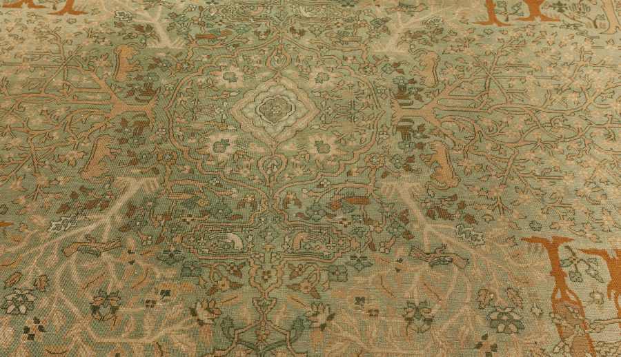 Early 20th Century Indian Wool Rug in Light Gray, Caramel, Beige, Cream & Brown BB6463