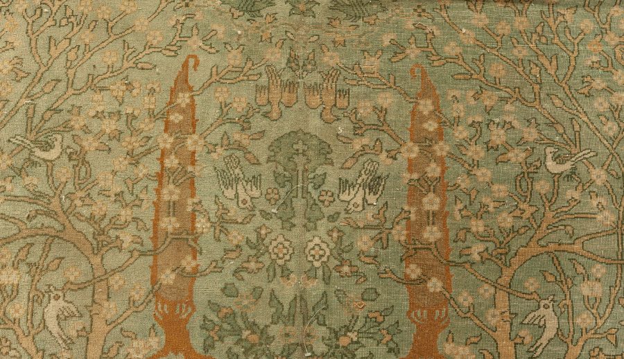 Early 20th Century Indian Wool Rug in Light Gray, Caramel, Beige, Cream & Brown BB6463