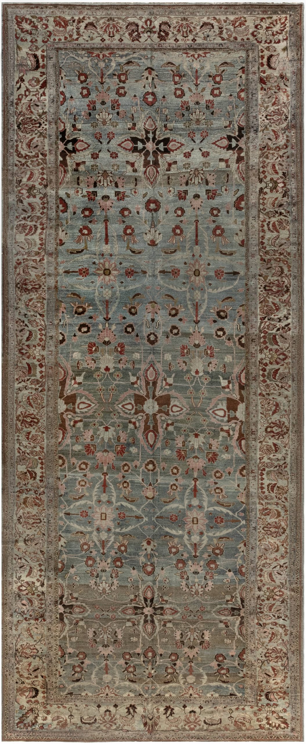 One-of-a-kind 1900s Persian Khorassan Rug in Blue, Red, and Brown BB7178