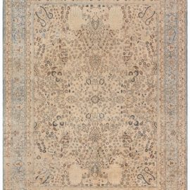 Antique Tabriz Persian Floral Allover Warm Tan Hand-Knotted Wool Rug – Circa 1920 BB6473