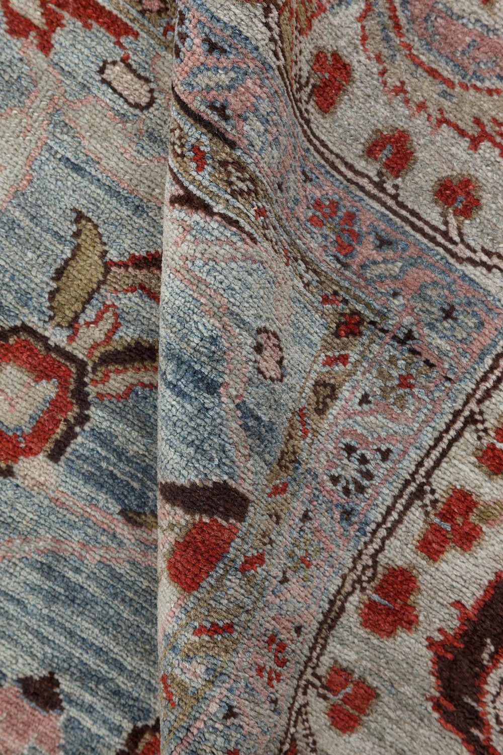 One-of-a-kind 1900s Persian Khorassan Rug in Blue, Red, and Brown BB7178