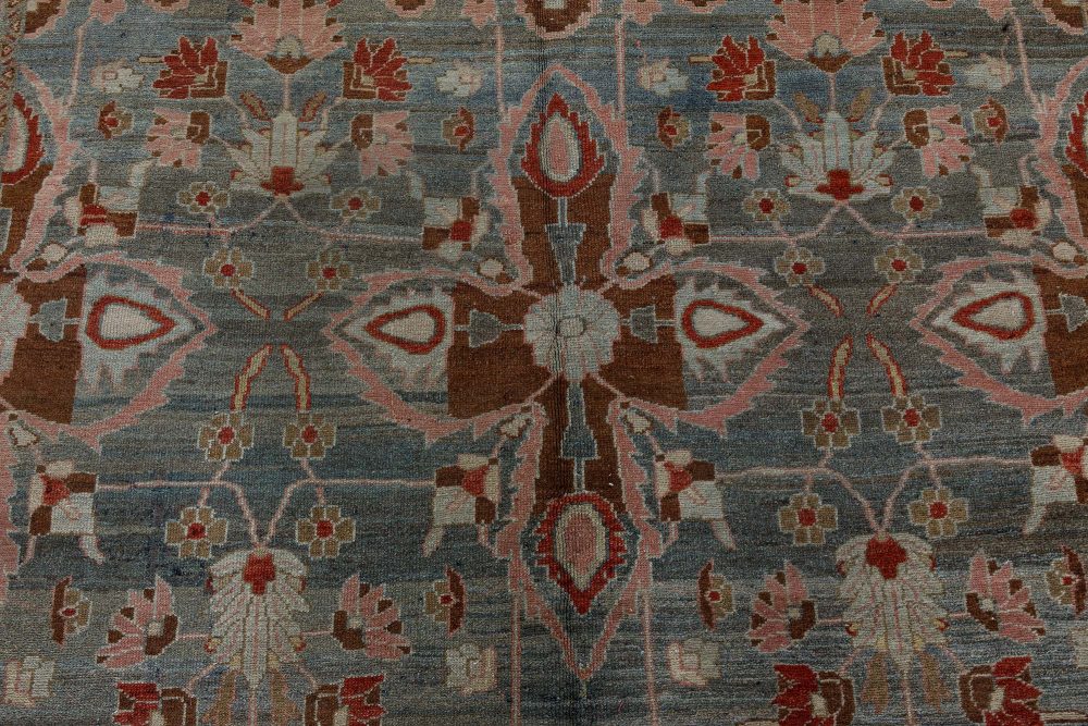 One-of-a-kind 1900s Persian Khorassan Rug in Blue, Red, and Brown BB7178