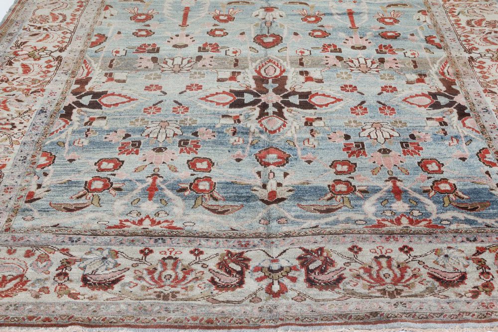 One-of-a-kind 1900s Persian Khorassan Rug in Blue, Red, and Brown BB7178