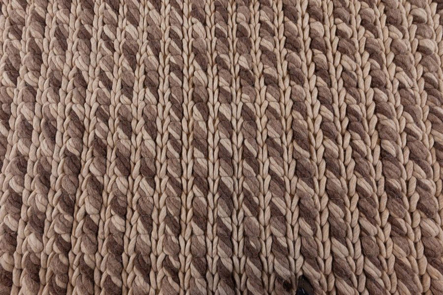 Doris Leslie Blau Collection Striped Beige Sylvan Handmade Wool Rug N11690