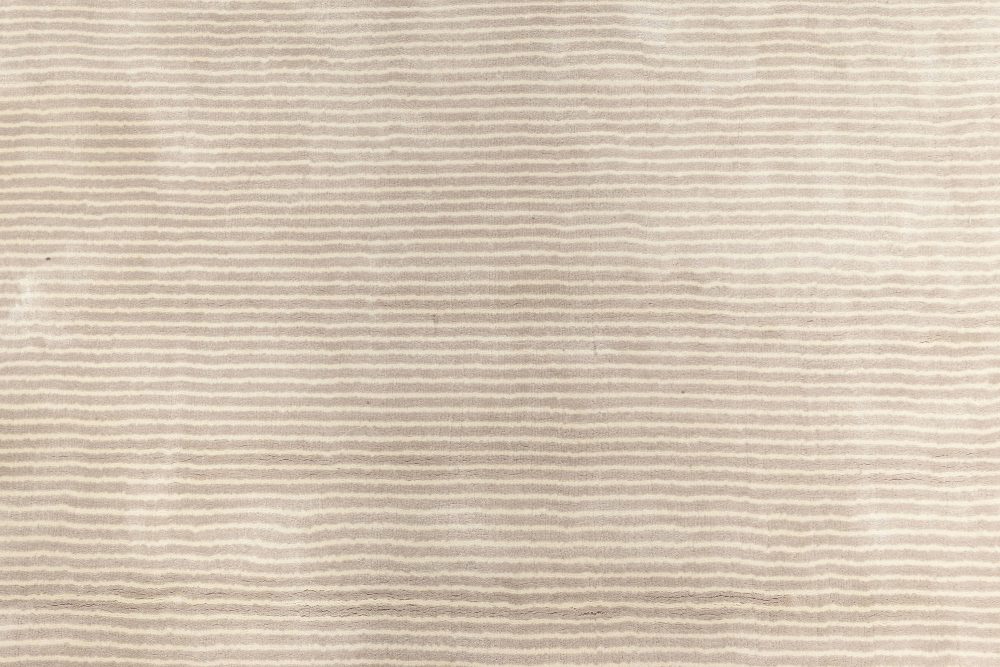 Doris Leslie Blau Collection Contemporary Striped Silver Handmade Wool Rug N11689