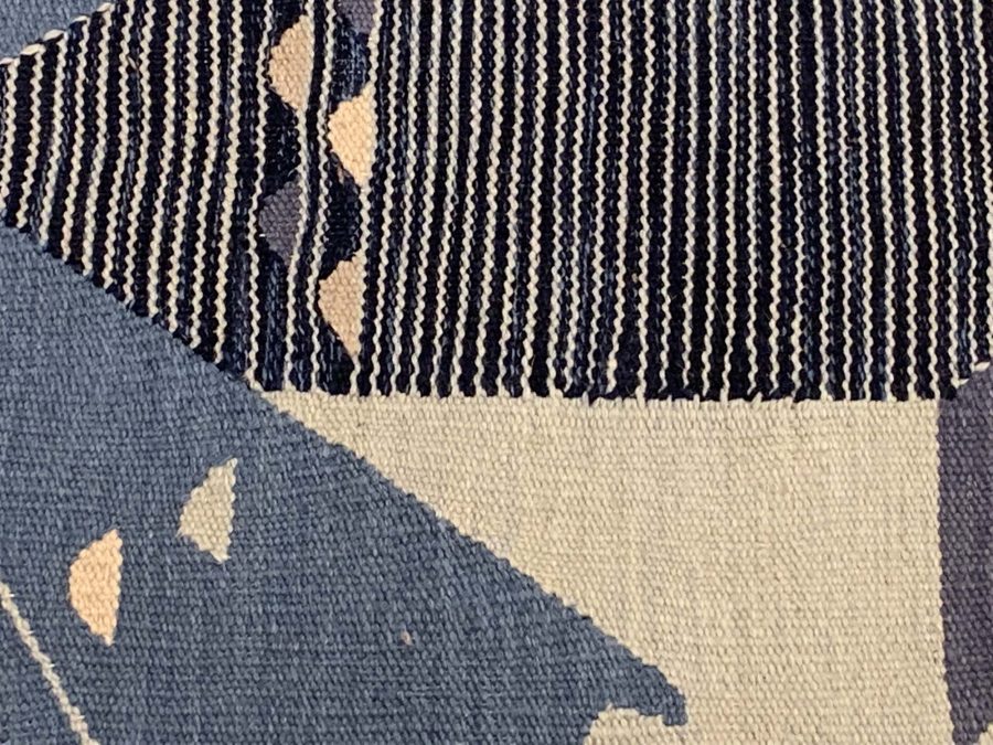 Doris Leslie Blau Collection Swedish Design Blue and White Flat-Woven Wool Rug N11692