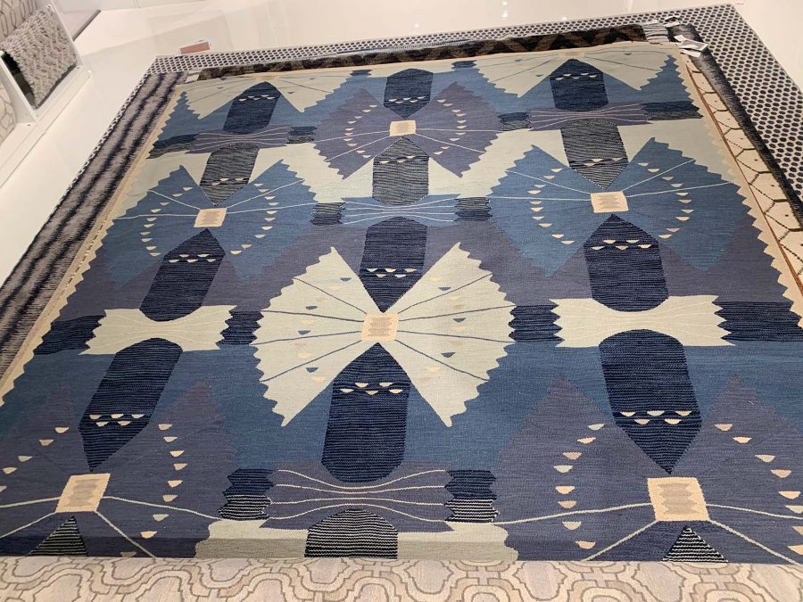 Doris Leslie Blau Collection Swedish Design Blue and White Flat-Woven Wool Rug N11692