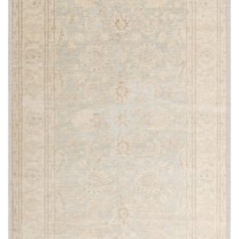Traditional Antique-Inspired Floral Soft Beige Handmade Wool Rug “Mistbloom” N11698
