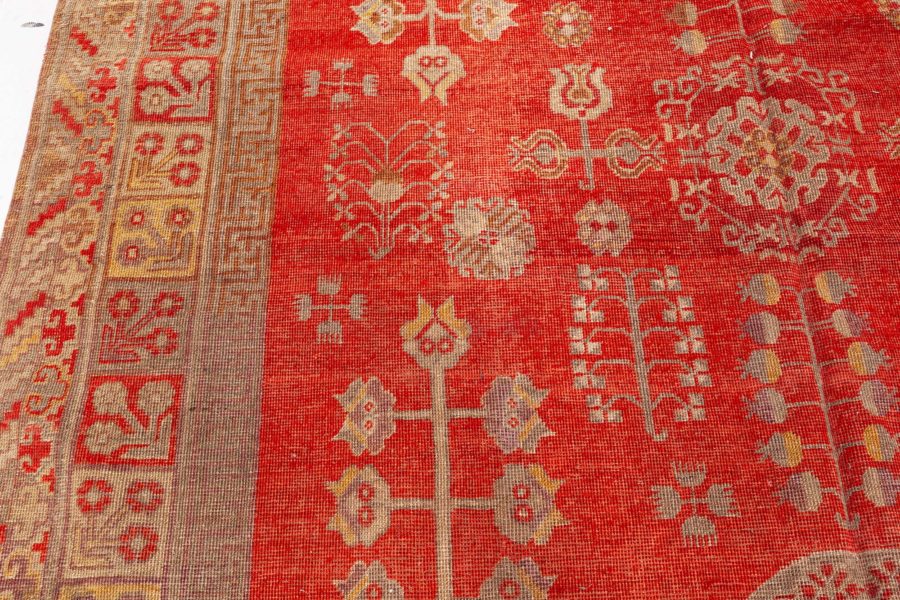 High-quality Red Samarkand, Khotan Hand Knotted Wool Rug BB6420