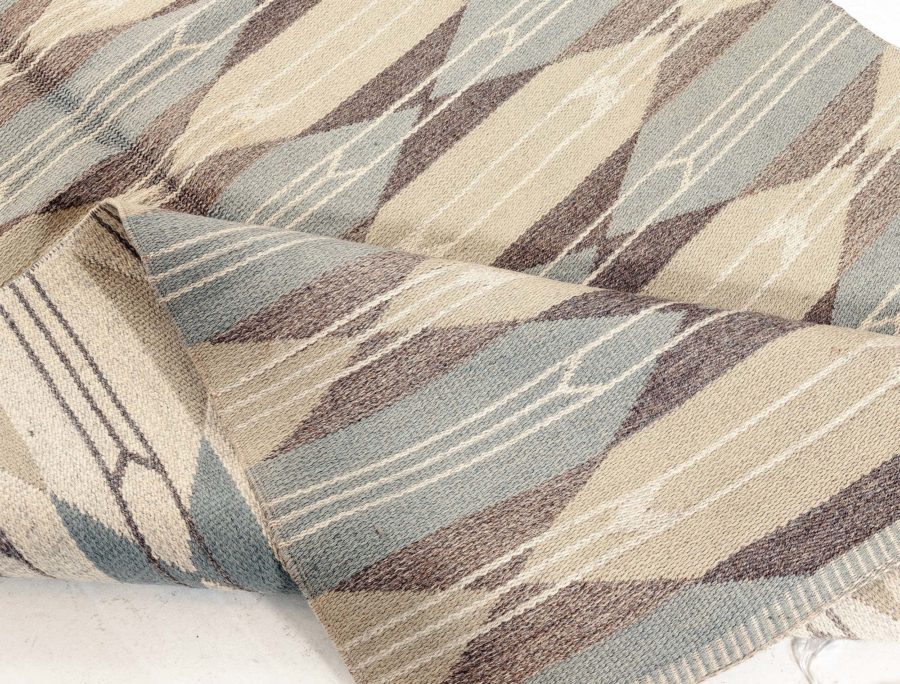Mid-20th Century Modern Swedish Geometric Stone Grey, Ivory, Sand, Walnut Rug BB6512