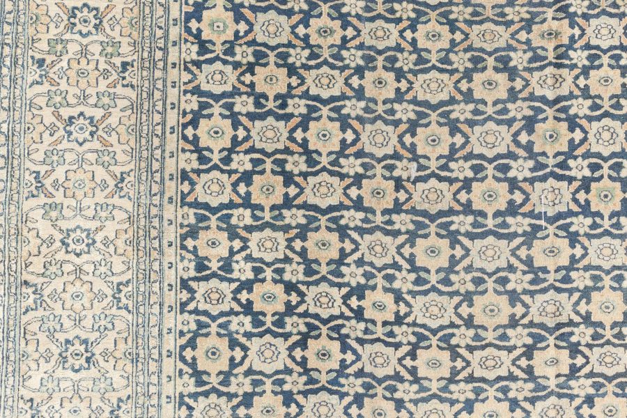 Antique Persian Meshad Botanic, Beige, Brown and Black Handwoven Wool Rug BB6501