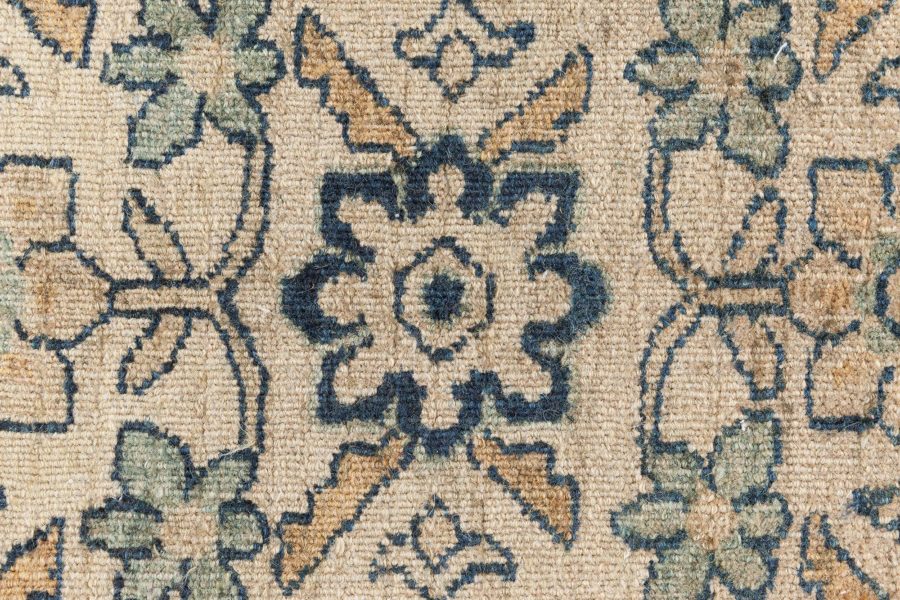 Antique Persian Meshad Botanic, Beige, Brown and Black Handwoven Wool Rug BB6501