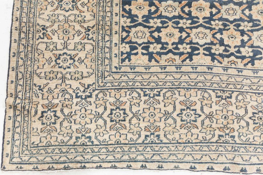 Antique Persian Meshad Botanic, Beige, Brown and Black Handwoven Wool Rug BB6501