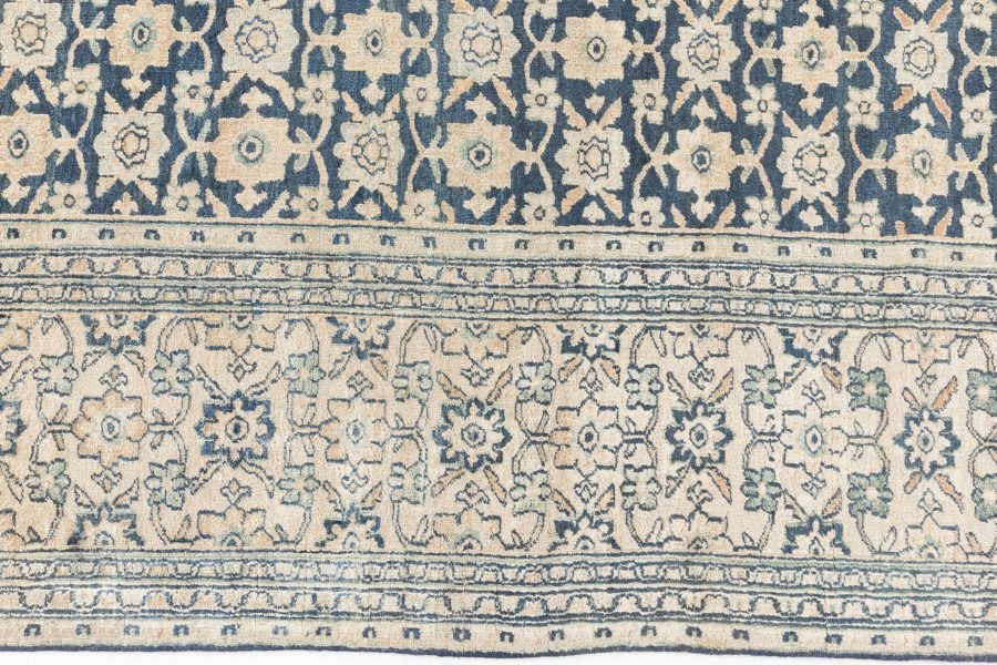 Antique Persian Meshad Botanic, Beige, Brown and Black Handwoven Wool Rug BB6501