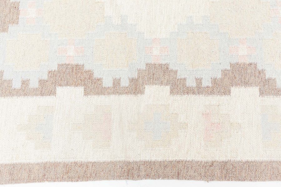 Mid-20th Century Swedish Beige, Brown and Blue Rug by Elsa Ekholm BB6576