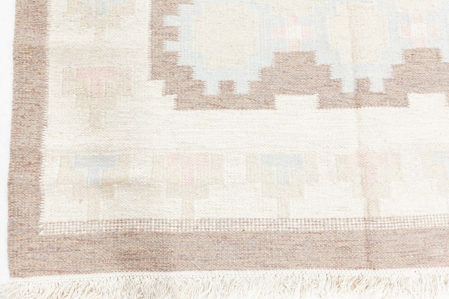 Mid-20th Century Swedish Beige, Brown and Blue Rug by Elsa Ekholm BB6576