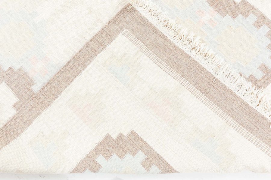 Mid-20th Century Swedish Beige, Brown and Blue Rug by Elsa Ekholm BB6576