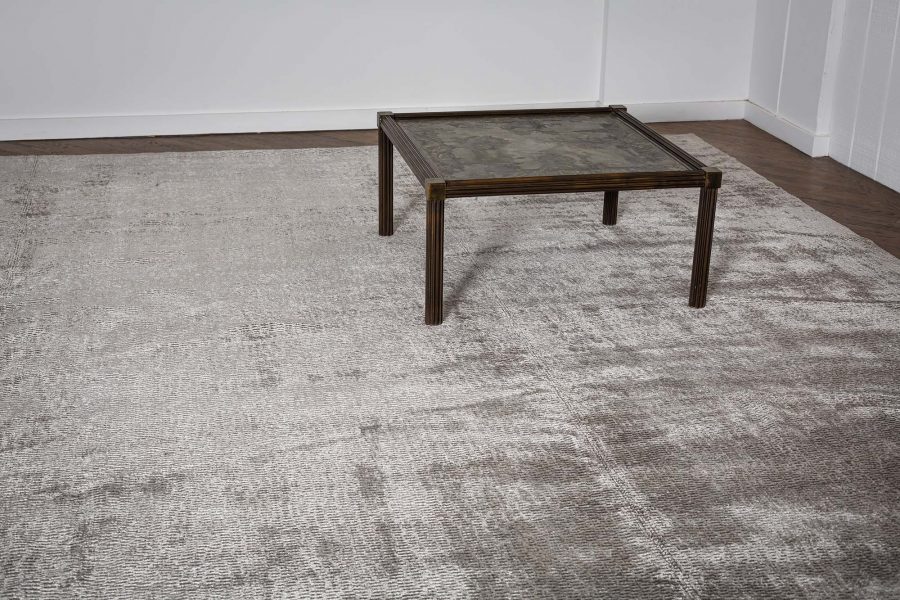 Contemporary Silver Silk Rug N11752