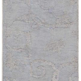 Vintage Chinese Floral Light Gray Hand-Knotted Silk Runner (Fragment) BB8941