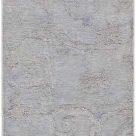 Chinese Vintage Floral Light Gray Hand-Knotted Silk Runner (Fragment) BB8943
