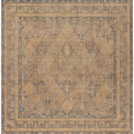 Antique Kirman Persian Floral Allover Warm Tan Hand-Knotted Wool Rug – Circa 1900 BB9025