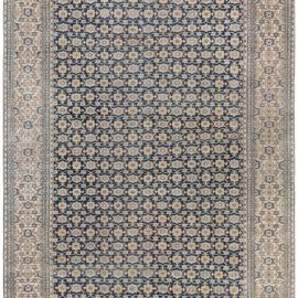 Antique Meshad Persian Floral Allover Light Beige Hand-Knotted Wool Carpet – Circa 1920 BB6501
