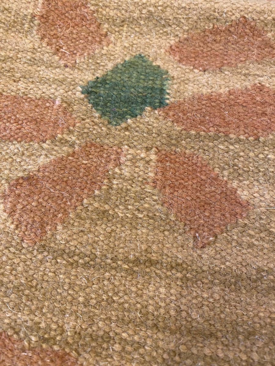 Mid-20th Century Swedish Flat-Weave Wool Rug in Amber, Rust, and Green BB6563