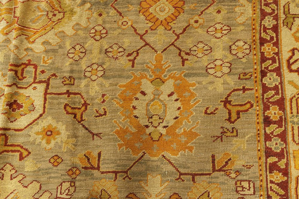 Antique Turkish Oushak Handwoven Wool Rug (Size Adjusted) BB6589