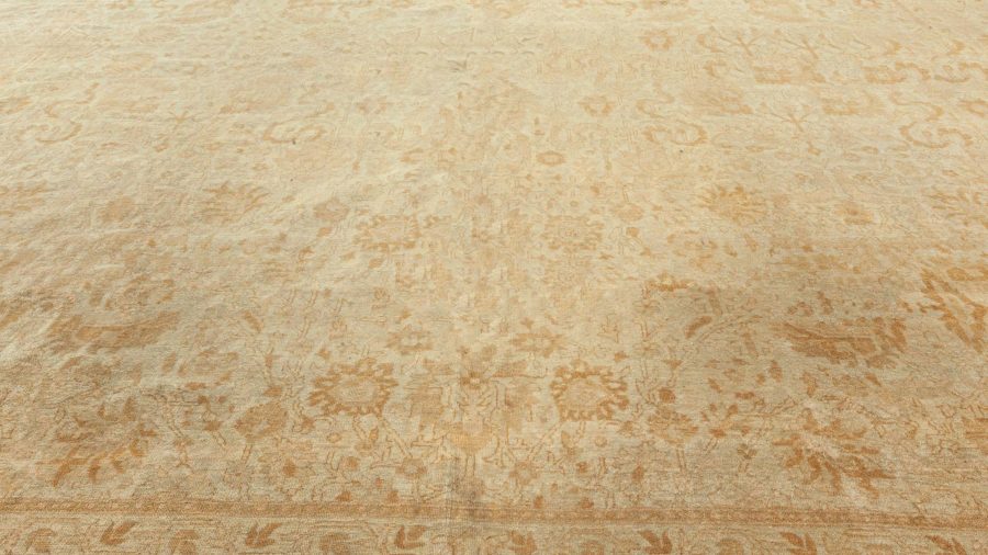 19th Century Indian Amritsar Beige, Camel and Caramel Handwoven Wool Rug BB6593
