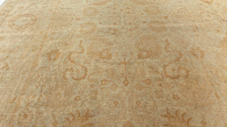 19th Century Indian Amritsar Beige, Camel and Caramel Handwoven Wool Rug BB6593