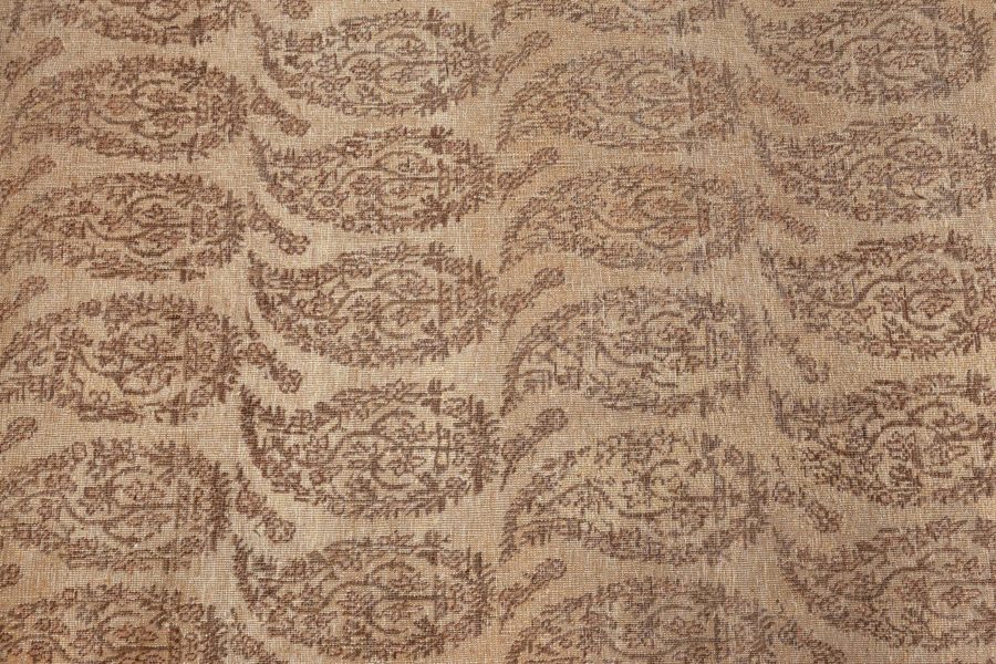 Antique Persian Tabriz Golden Beige & Brown Handwoven Wool Rug BB6599