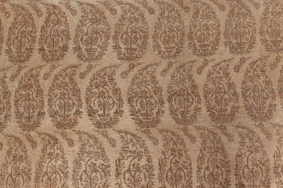 Antique Persian Tabriz Golden Beige & Brown Handwoven Wool Rug BB6599