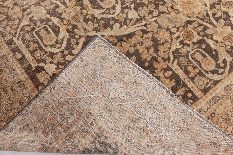 Antique Persian Sultanabad Camel and Brown Handwoven Wool Carpet BB6606