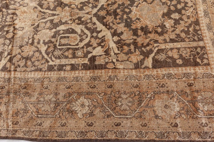 Antique Persian Sultanabad Camel and Brown Handwoven Wool Carpet BB6606