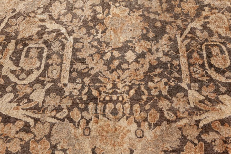 Antique Persian Sultanabad Camel and Brown Handwoven Wool Carpet BB6606
